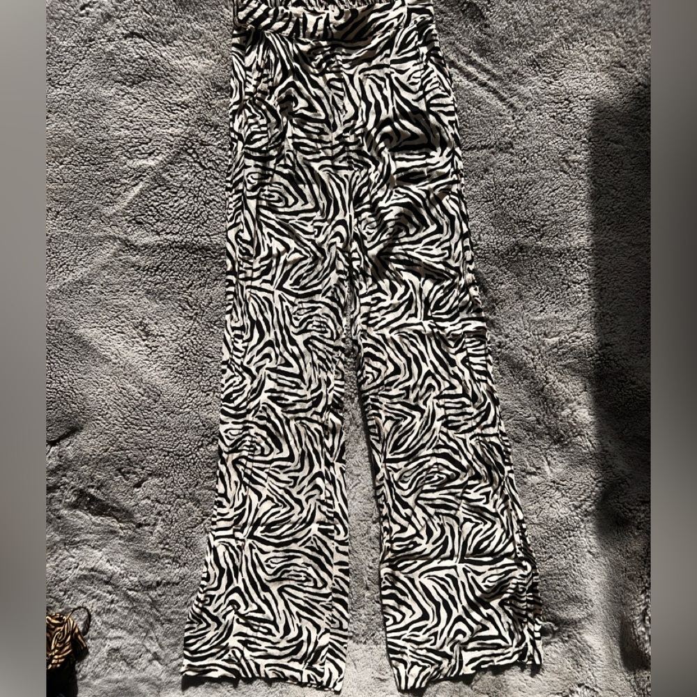 Zebra Print Wide-Leg Pants